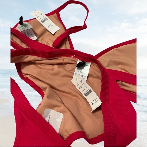 J. Crew size L bikini. Ribbed, Wild Hibiscus. NWT - Picture 4 of 6